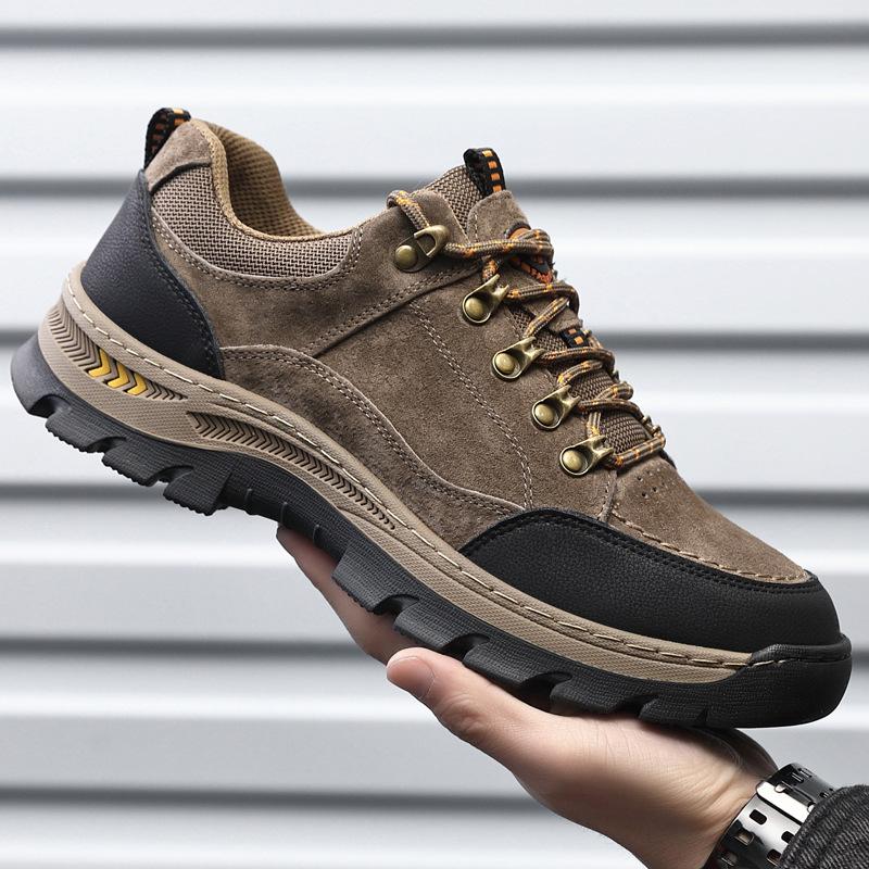 

Мужская обувь из натуральной кожи 2025 весна новая кожаная обувь для активного отдыха, походов, нескользящая, повседневная, удобная спортивная обувь для мужчин 44