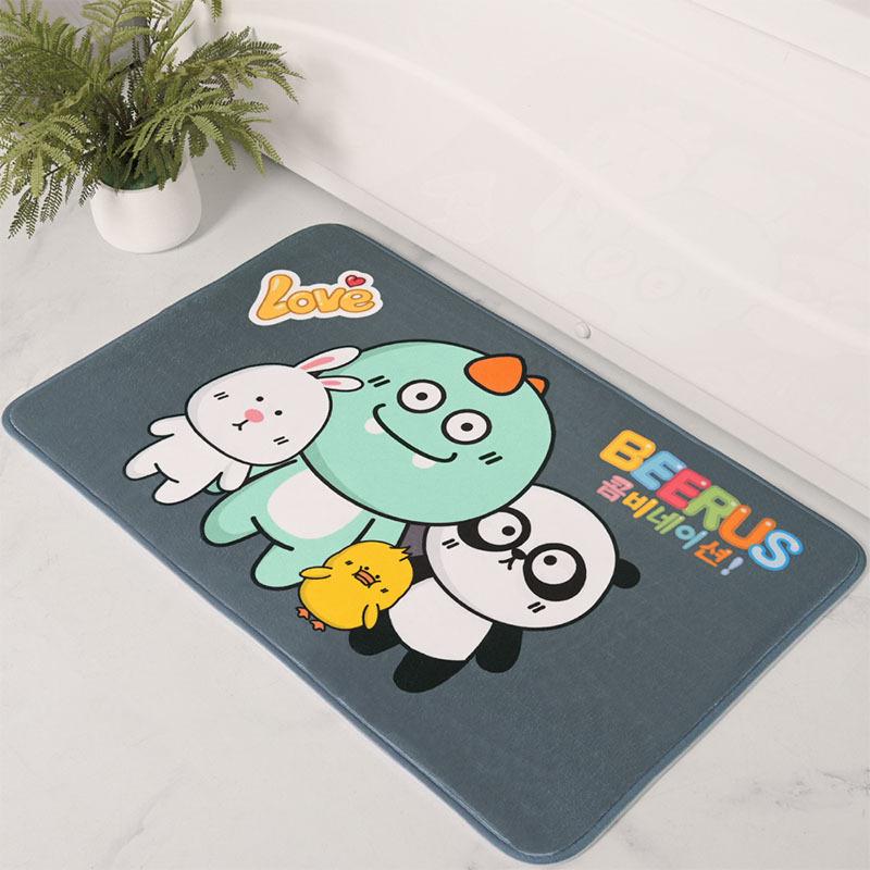 

2 шт. фланелевый напечатанный коврик для двери ванной комнаты впитывающий нескользящий коврик милый мультяшный плюшевый коврик для ног 40*60cm