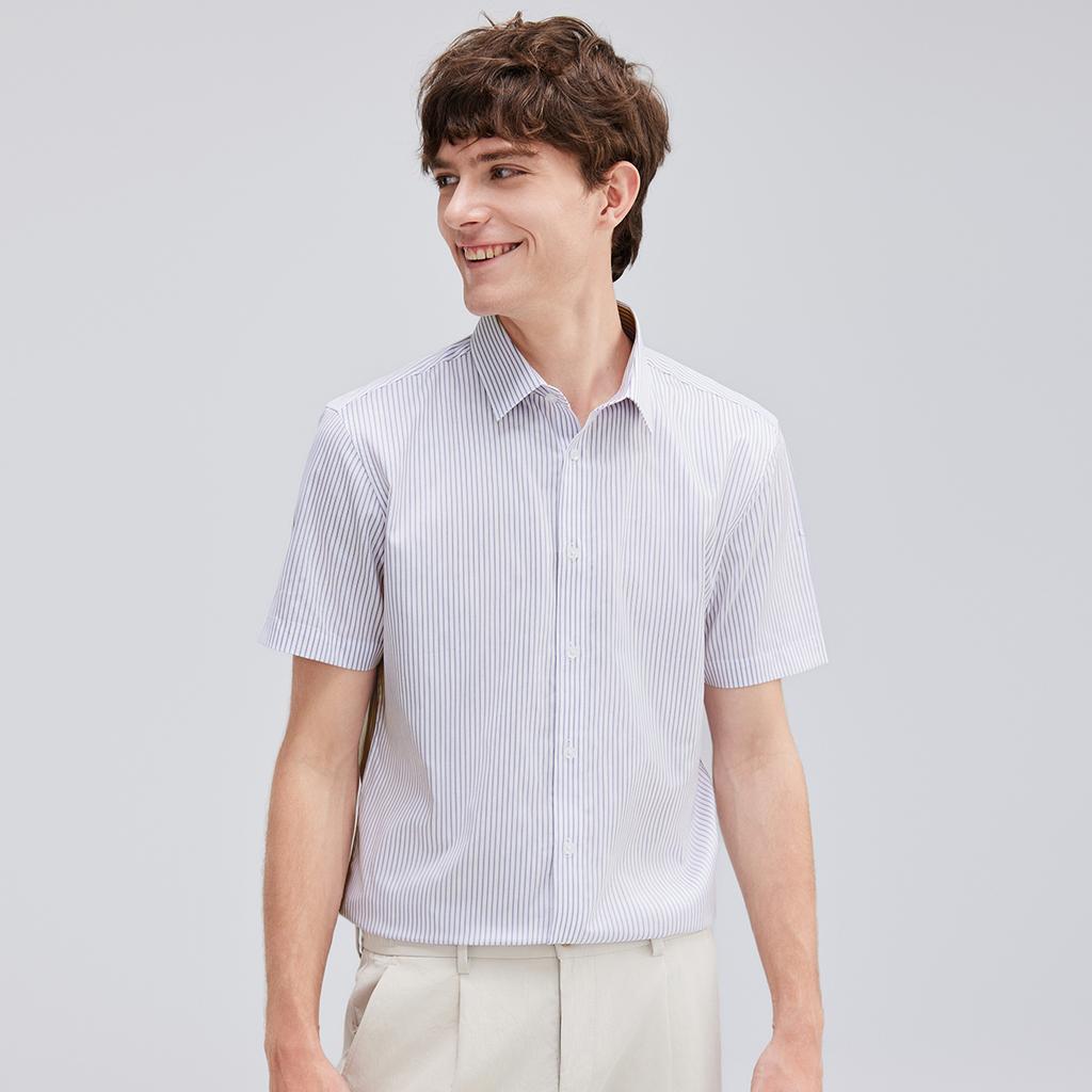 Pure Cotton Stripes Men's Business Casual Breathable Short Sleeve Shirt