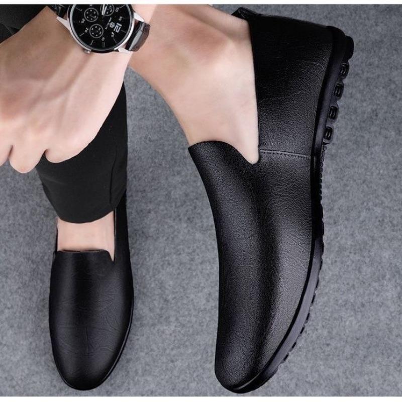 Fashion Mens Loafers Handmade Cowhide Leather Shoes Luxury Business Casual Leather Shoes Moccasins Soft-Sole Driving Shoes Slip on Flats