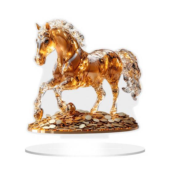 Acrylic Horse Sign Tabletop Decoration 2D Flat Desktop Ornament for Home Office Living Room Shelf Fireplace