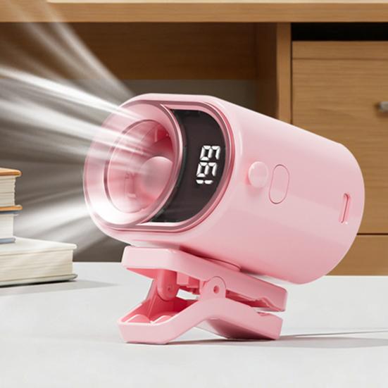 Mini Clip-on Fan with Night Light LCD Display Stepless Speed Personal Desk Fan USB Rechargeable Portable Outdoor Travel Cooling