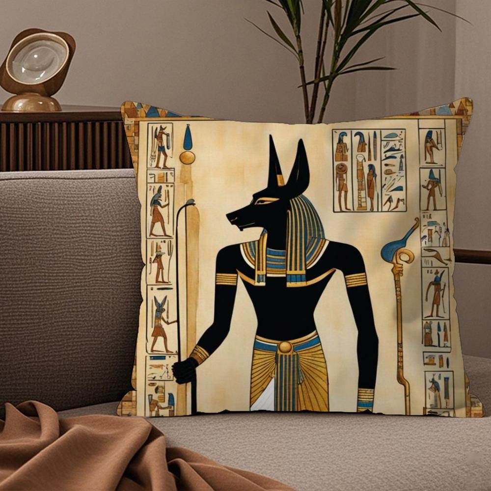 Ancient Egypt Anubis Pillow Case Silky elegant Comfort Sofa Bed Invisible zipper