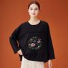 DIMANAF 2026 Summer Cotton T-shirt Women Flower printing Short Sleeve Loose Green Blue T-shirt