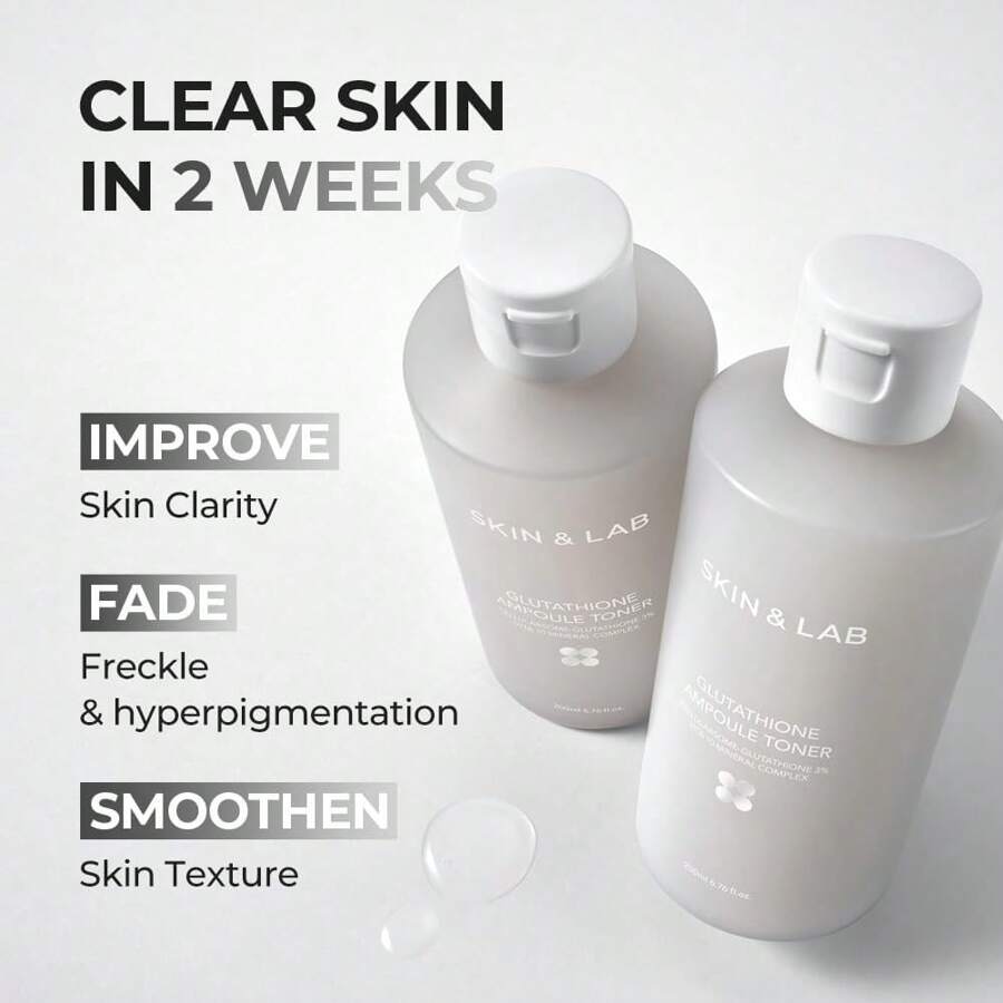 Skin&Lab Glutathione Ampoule Toner 200ml , Improve Dart Spot, Hyperpigmented, Skin Clarity, Korean Toner For Sensitive Skin