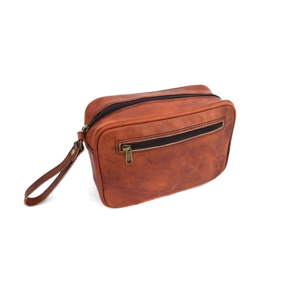 Genuine Goat Leather Toiletry Bag Shaving Dopp Kit Case Organizer Washbag Pouch