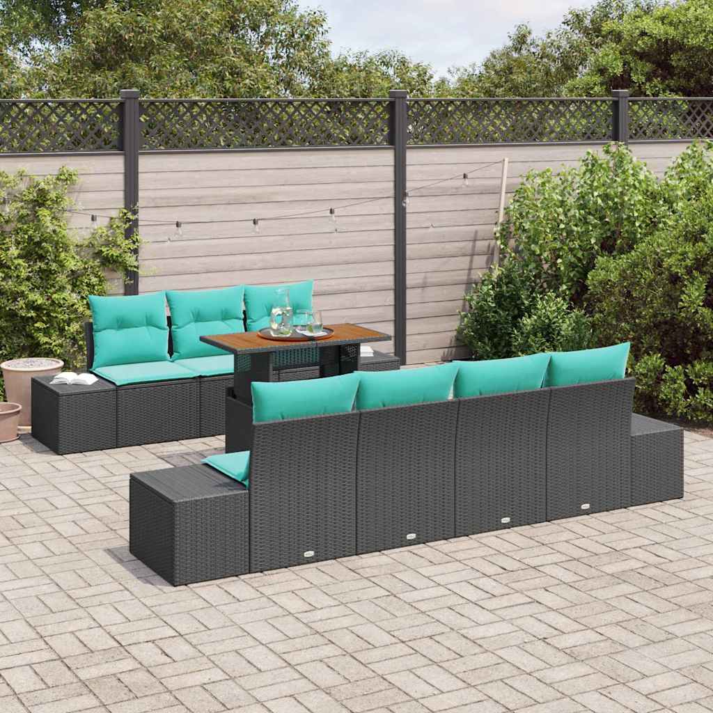 Garden Dining Set 8 pcs. 7 Seater Black and Teal