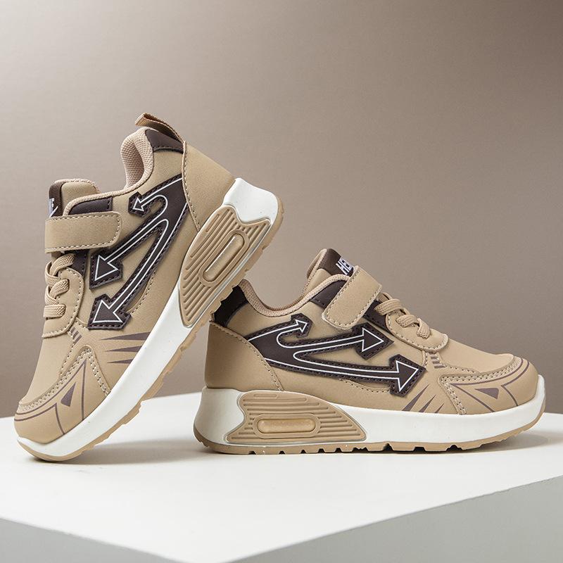 Boys and Girls Leather Sneakers 2025 Autumn New Soft Sole Lightweight Non-slip Fashion Medium and Older Children's Versatile Casual Shoes