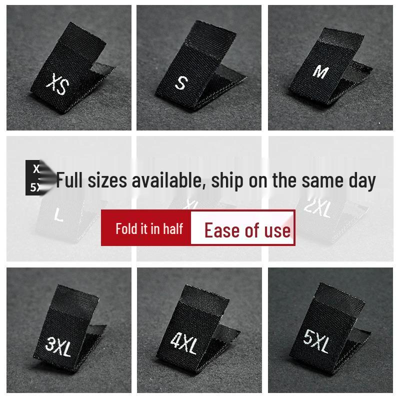 In-Stock Universal Black & White Folded Neck Labels for Men's & Women's Clothing