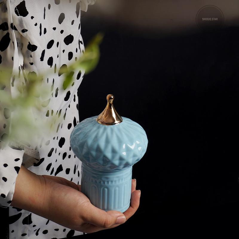 Creative Nordic Ceramics Fairy Tale Castle Jewelry Storage Box Candlestick Desktop Crafts Ornaments Modern Home Decoration