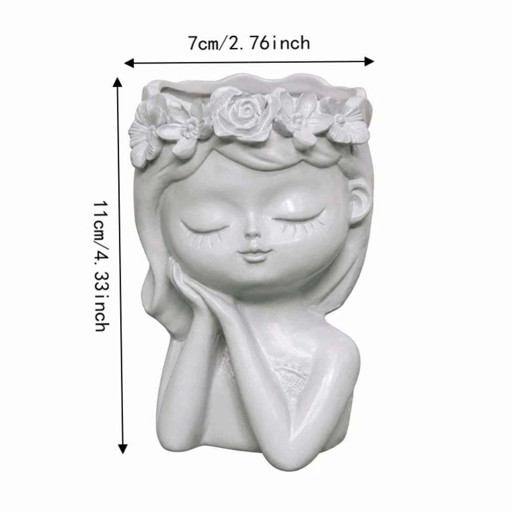 Resin Plant Pot Candle Holder Storage Can Pretty Girl Desktop Ornaments Garden Pots