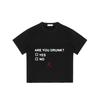 Black T-Shirt with Are You Drunk Yes No Text and Red X Print for Casual Wear