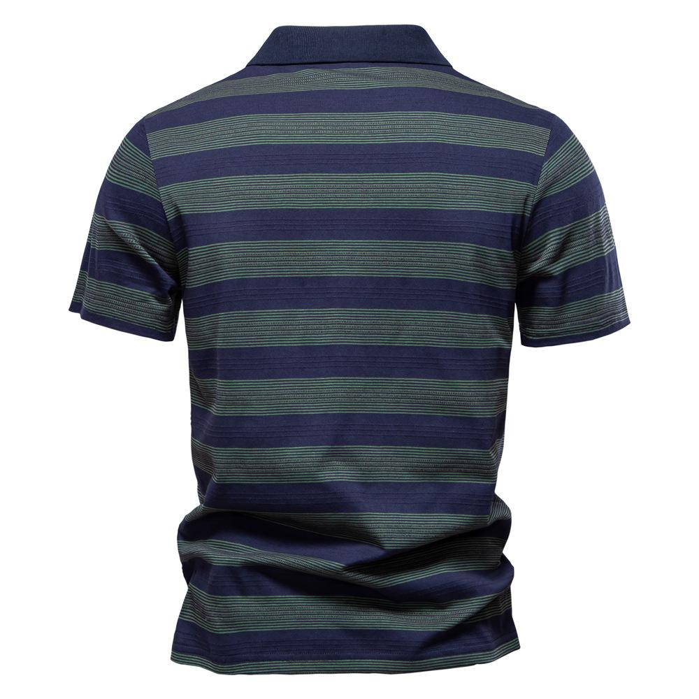 New Men's POLO Shirt with Striped Lapels for Spring and Summer