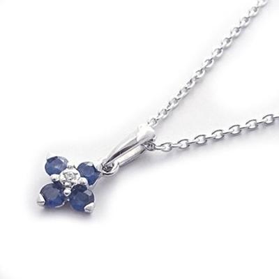 [Your and My Jewelry Box] SV925 Natural Sapphire Clover Petite Necklace [September Birthstone] 14002 [Gift Wrapped]