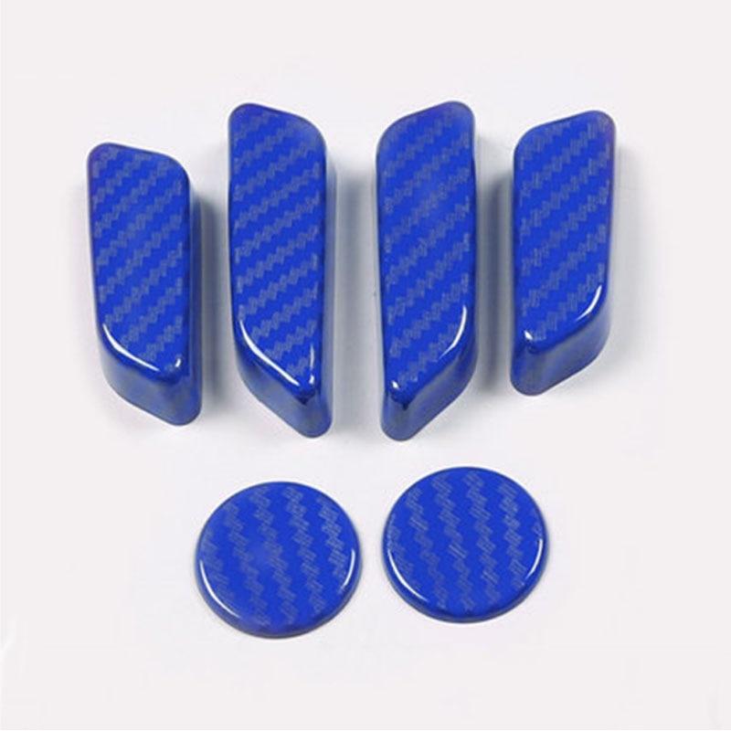 

6 шт., ручка регулировки автомобильного сиденья, кнопка переключателя, накладка для Tesla Model 3 Y Model3 ModelY 2017-2022, чехол из АБС-пластика, хромированные аксессуары BLUE CARBON