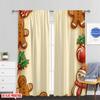 2pcs,2D Plane Printing Curtains Christmas Cookies Border Festive Treats (4) Versatile Fabric (without Rod) Art Deco Festive