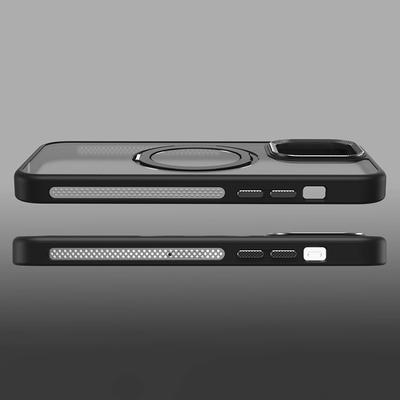 For iPhone 15 Pro Max Case PC+TPU Bump Proof Ring Kickstand Phone Cover Compatible with MagSafe