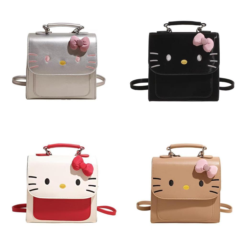 Hello Kitty Cartoon Backpack For Girls And Kids With Pu Material And Spacious Storage