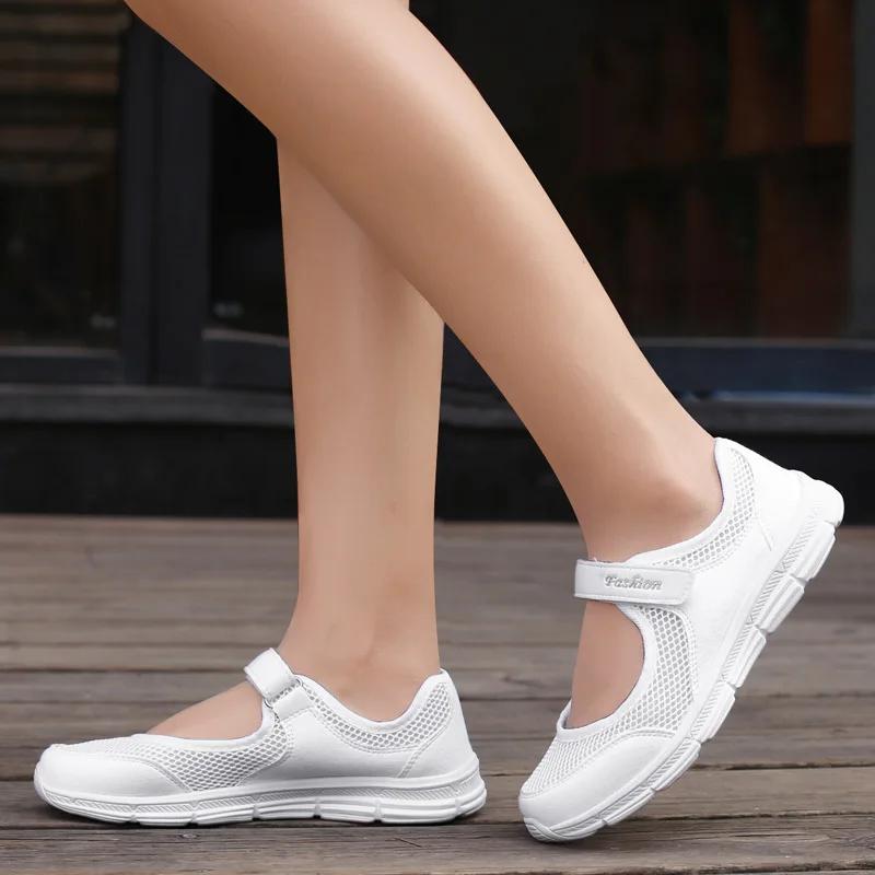 Fashion Women Shoes Breathable Vulcanized Shoes White ZapaWomen Sneakers Fashion Breathable Mesh Casual Walking Shoes Women Work Shoe