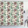 Antlers Shower Curtain Moose In Winter Forest Wildlife Reindeer Christmas Theme Watercolor Painting Style, Cloth Fabric Bathroom