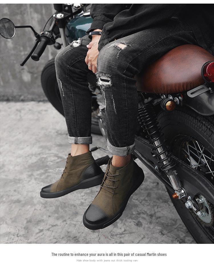 2024 Men's Large Outdoor High-Top Leather Martin Boots - Autumn Korean Retro Chelsea Style