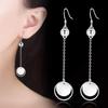 925 Sterling Silver Stylish Simple Round Tassel Earrings Birthday Party Anniversary Gift Daily Commuter