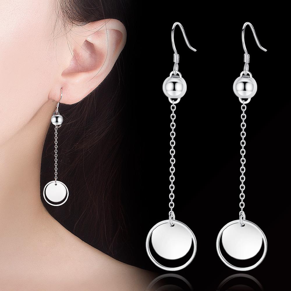 925 Sterling Silver Stylish Simple Round Tassel Earrings Birthday Party Anniversary Gift Daily Commuter
