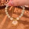 Women  Lucky Bracelet Imitation Hetian Jade Temperament Beaded Bracelet Jewelry Gift