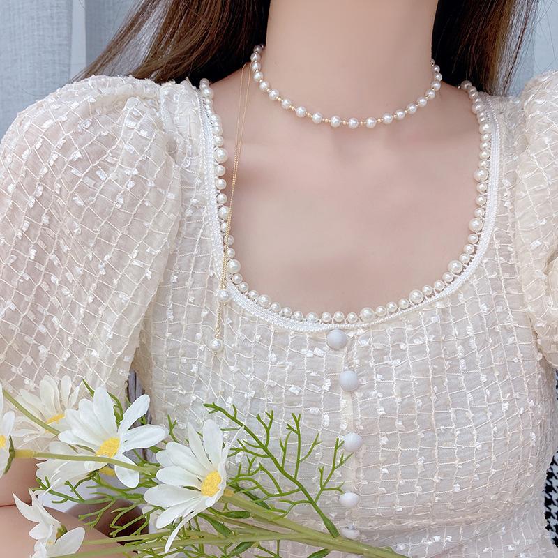 2025 Clavicle Chain Hepburn Style Accessories Niche Design Sense Pull-Up Pearl Necklace