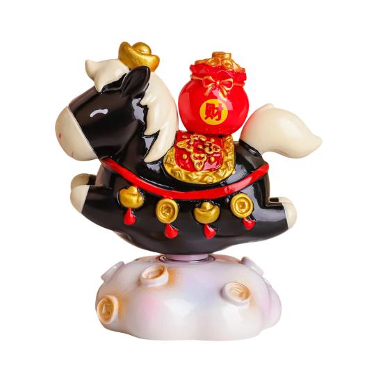 Doll Ornament Horse Shape Rotatable Design Decorative Resin Figurine Crack-resistant Vivid Doll Figurine