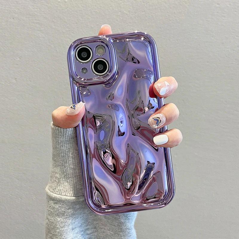Luxury Glossy Laser Meteorite Texture Plating Case For iPhone 11 12 13 14 15 16 Pro Max XS XR 7 8 Plus  Fashion Shockproof Cover