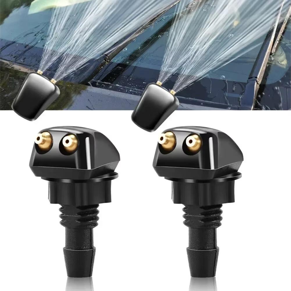 

2Pcs Car Windshield Wiper Washer Spray Nozzle Fits Most Car Models Car Dual Holes Windshield Washer Nozzle Water Spray