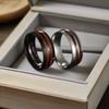 Wood Grain Inlaid Stainless Steel Wedding Ring 8mm Silver/black/men's Wedding Ring High Polished Anniversary Ring Comfortable