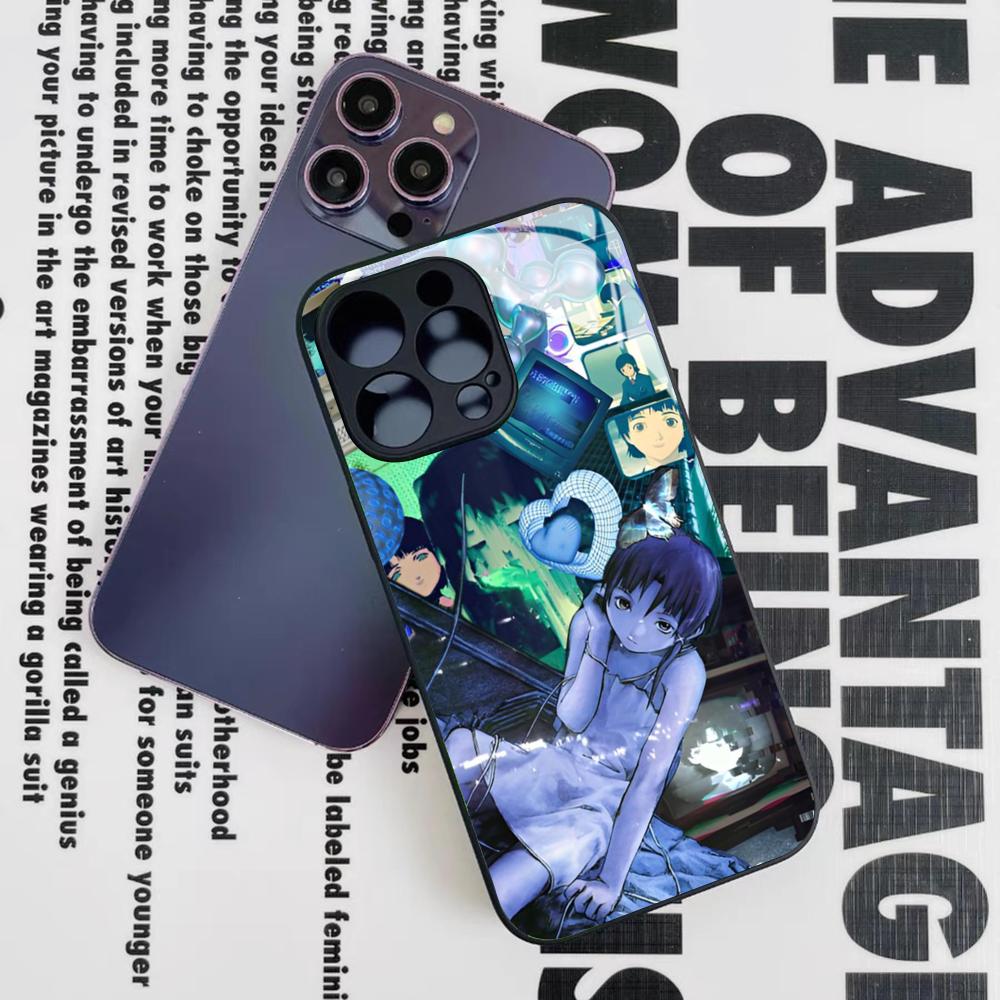 S-Serial E-Experiments L-Lain Phone Case for Iphone 17 16 15 14 12 11 13 Pro Max Mini X Air Puls Black Glass Cover