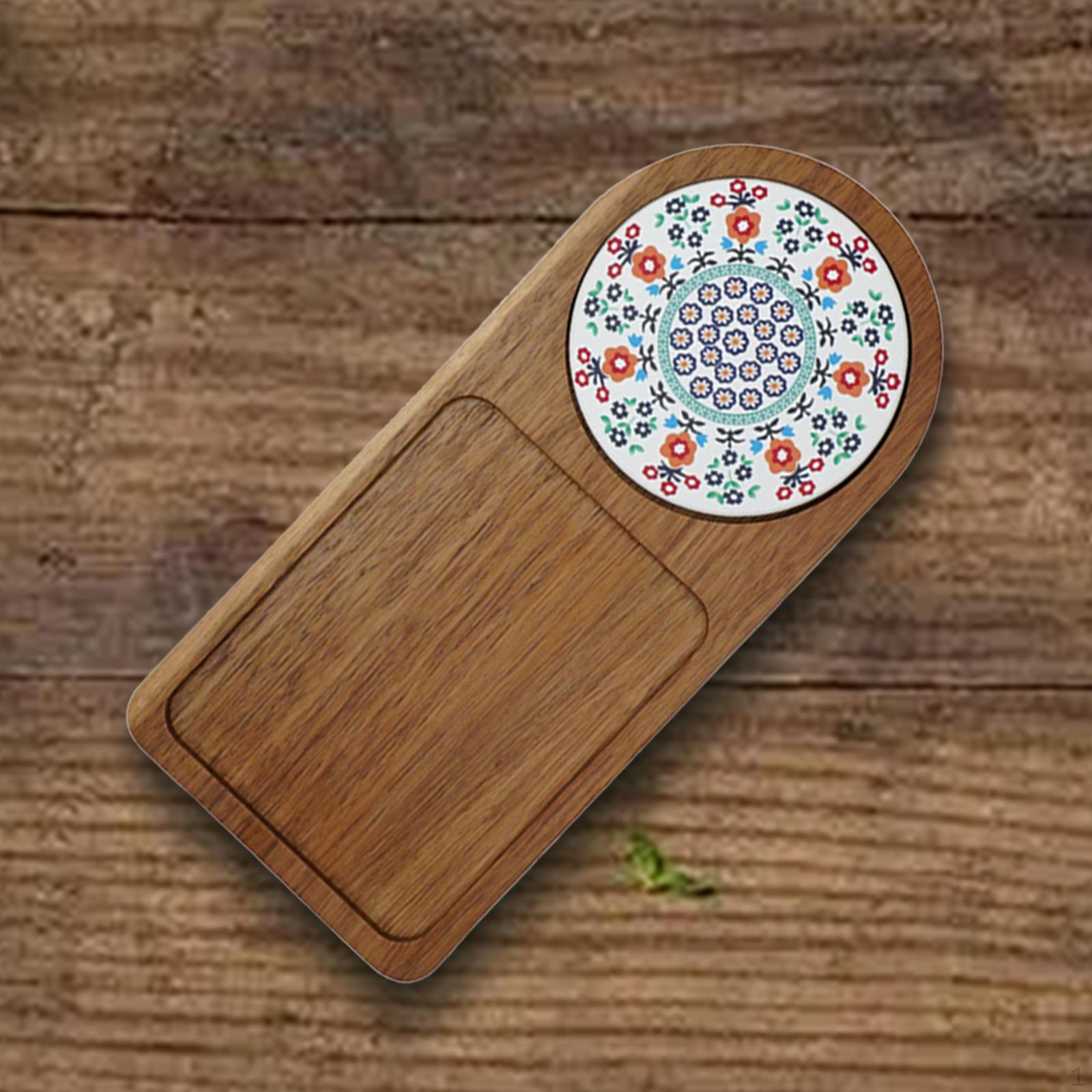 

Поднос для кофе из дерева с фарфоровой подставкой, тарелка для закусок из дерева grass flower pattern