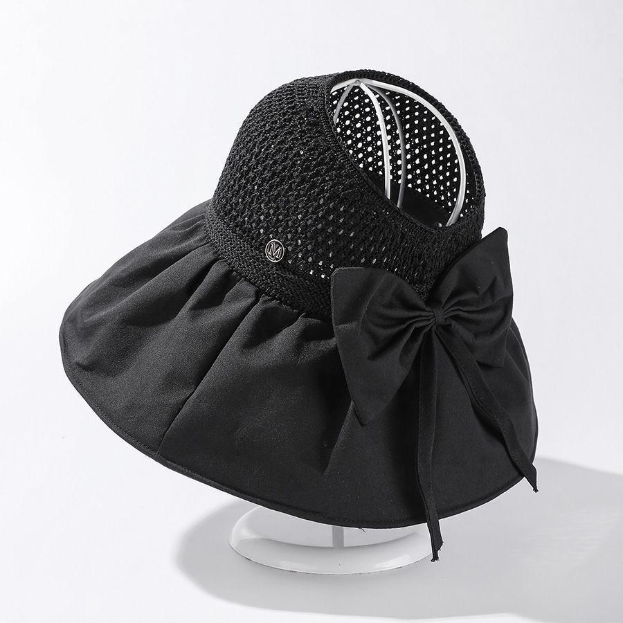 Women's Large Brim Black Sun Hat - UV Protection Summer Beach Fisherman Hat