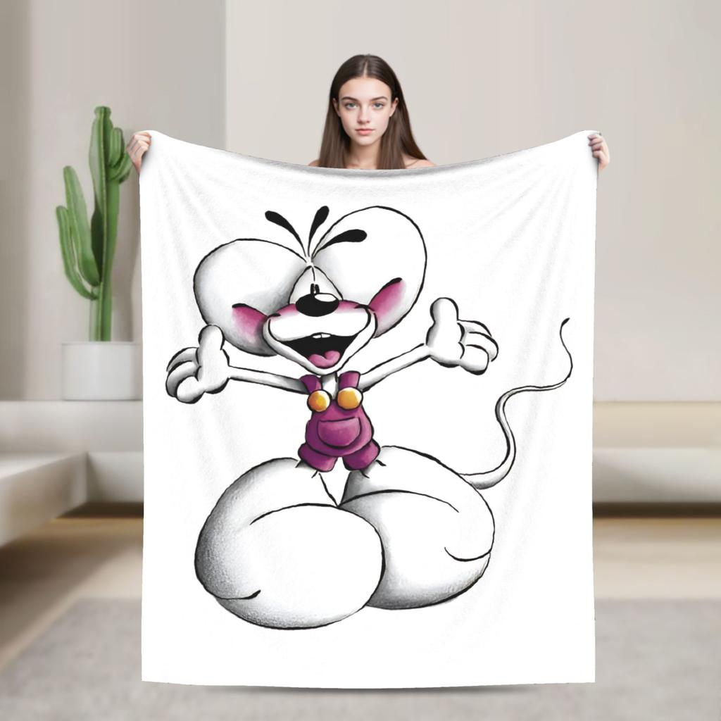 Cartoon D-Diddl Rat Niedliche Decken Flanell Herbst/Winter Tragbar Leicht Dünn Überwurfdecken für Bettwäsche Reise Tagesdecke