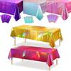 Iridescence Aluminum Film Tablecloth Shiny Laser Rainbow Rectangle Table Cover Foil Metallic Disposable Table Cloth