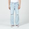 JAMBANGEE Unisexe) Pantalon en jean délavé coupe large