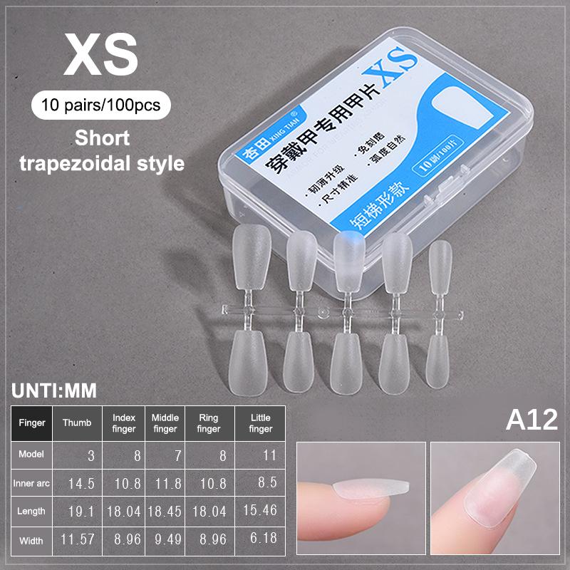 100PCS/Box Fake Nail Tips Medium Design Matte Finish False Nails Manicure Tool Extension Press On Nails