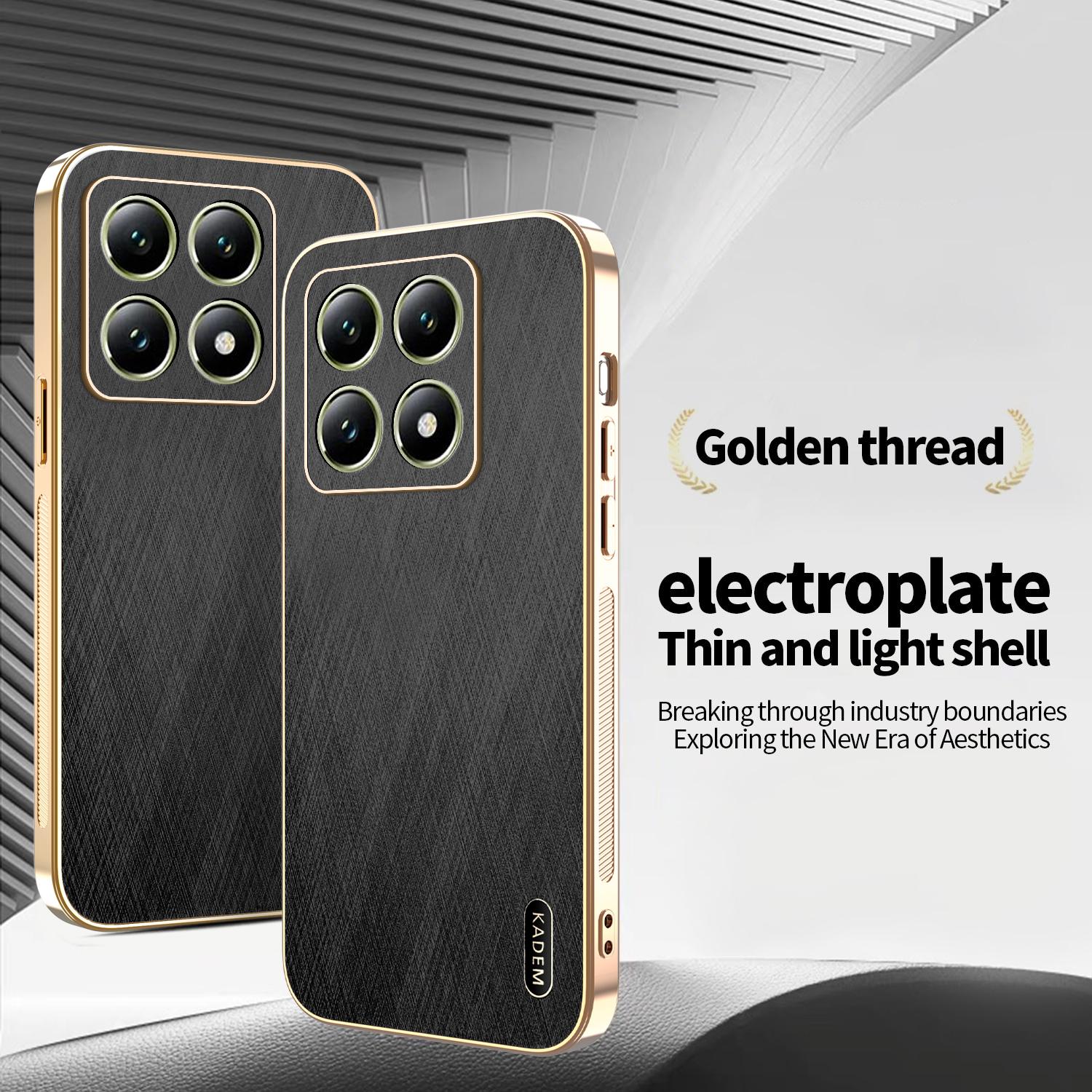 

KADEM For Xiaomi 14T Case Electroplating Silk Texture PU+TPU Phone Back Cover Green