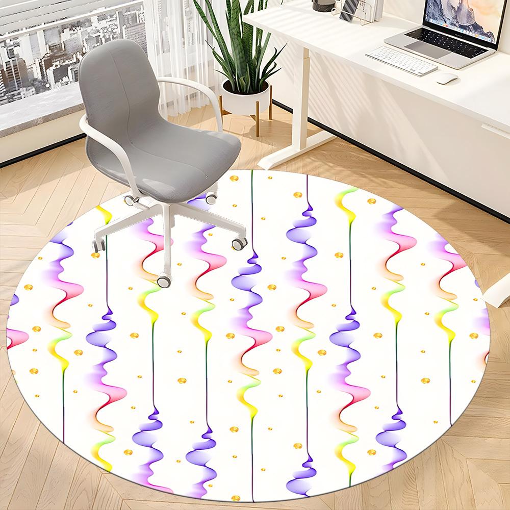 1pc Colorful Streams Office Round Rug, Non-slip, Soft and Durable Office Rug for Interior Decoration, Perfect for Office, Beautiful Decoration yy26032