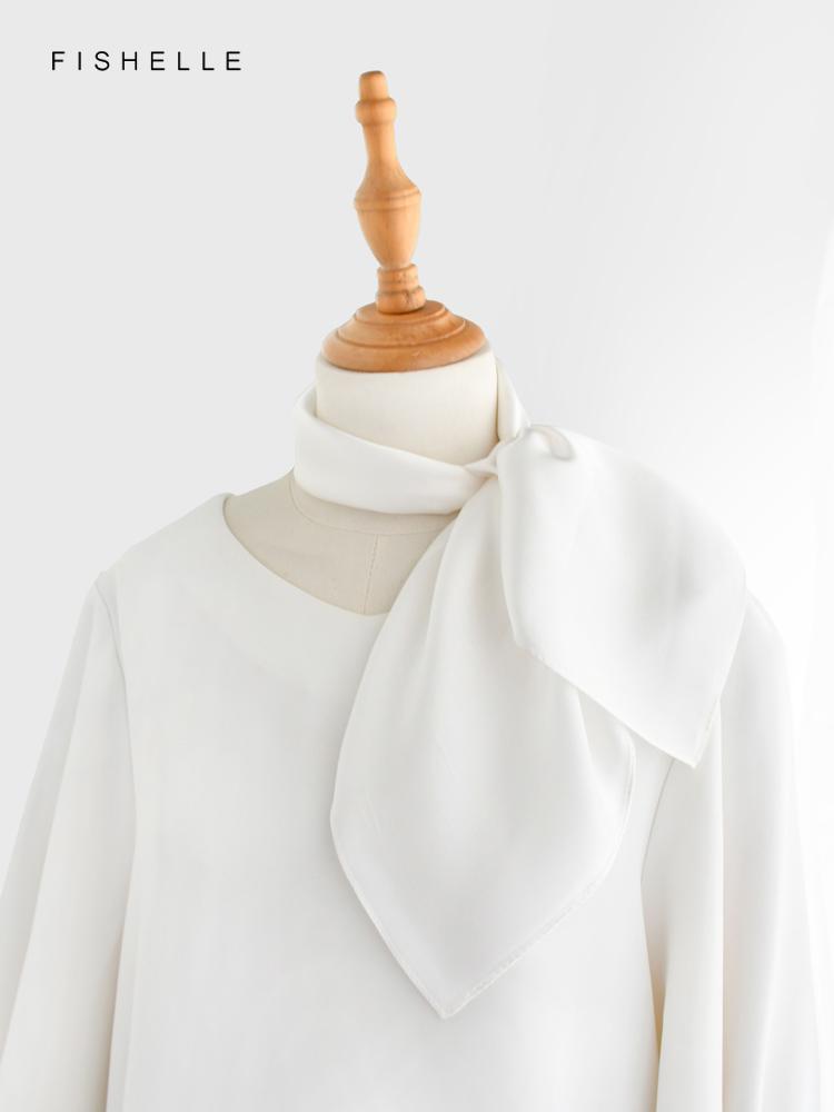 White pure color 100% natural silk scarf men women scarves small square scarfs shawl luxury gift headband wrap handkerchief