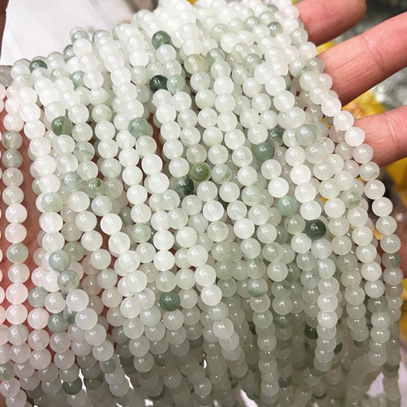 Natural Ice Green Tian Shan Jade Bead Bracelet & Necklace DIY Jewelry Accessories