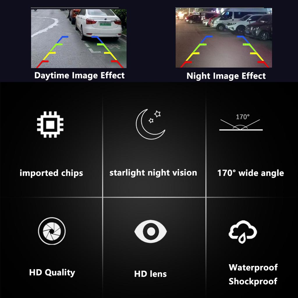 Car CCD Starlight Night Vision Rear View Reversing Camera Universal Glass Lens IP68 Waterproof HD Car Camera with Parking Line