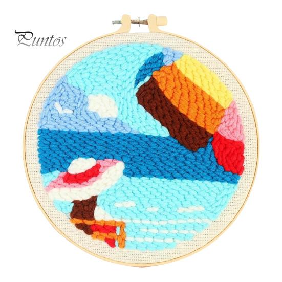 

Набор для вышивания иглами в гавайском стиле своими руками с пяльцами 8 дюймов для начинающих, набор инструментов для вышивания иглами для взрослых A