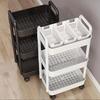 Movable ABS Storage Trolley with Wheels and Hooks, 2-5 Tier