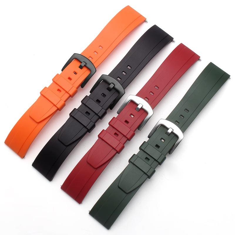 Quality FKM rubber watch strap 18mm 20mm 22mm 24mm quick release strap for Rolex Omega Cas