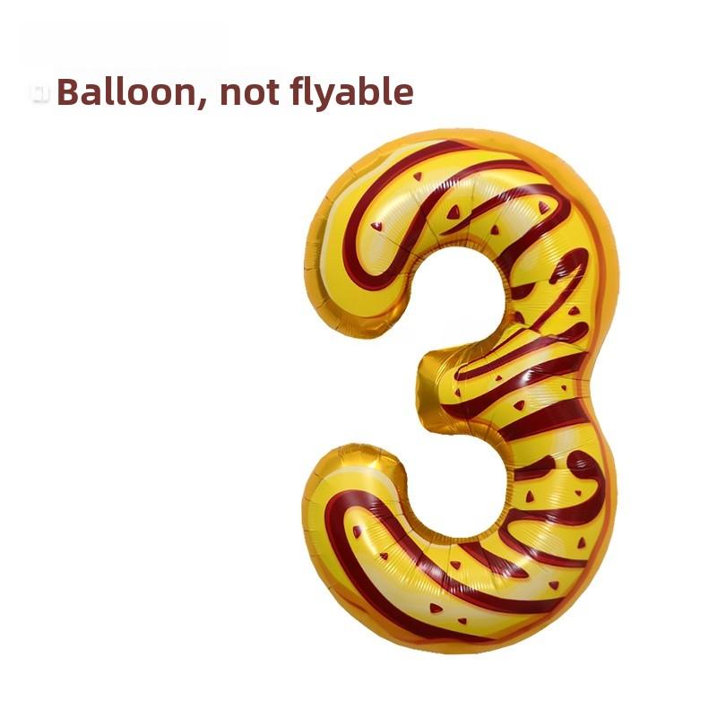 32-Inch Birthday Party Decoration Balloons Number Design Ice Cream Cartoon Balloons Props Outdoor Festive Celebration Balloons