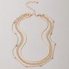 Fashion Metal Sweater Chain, Round Bead Chain Three-layer Necklace, Simple Geometric Collarbone Chain